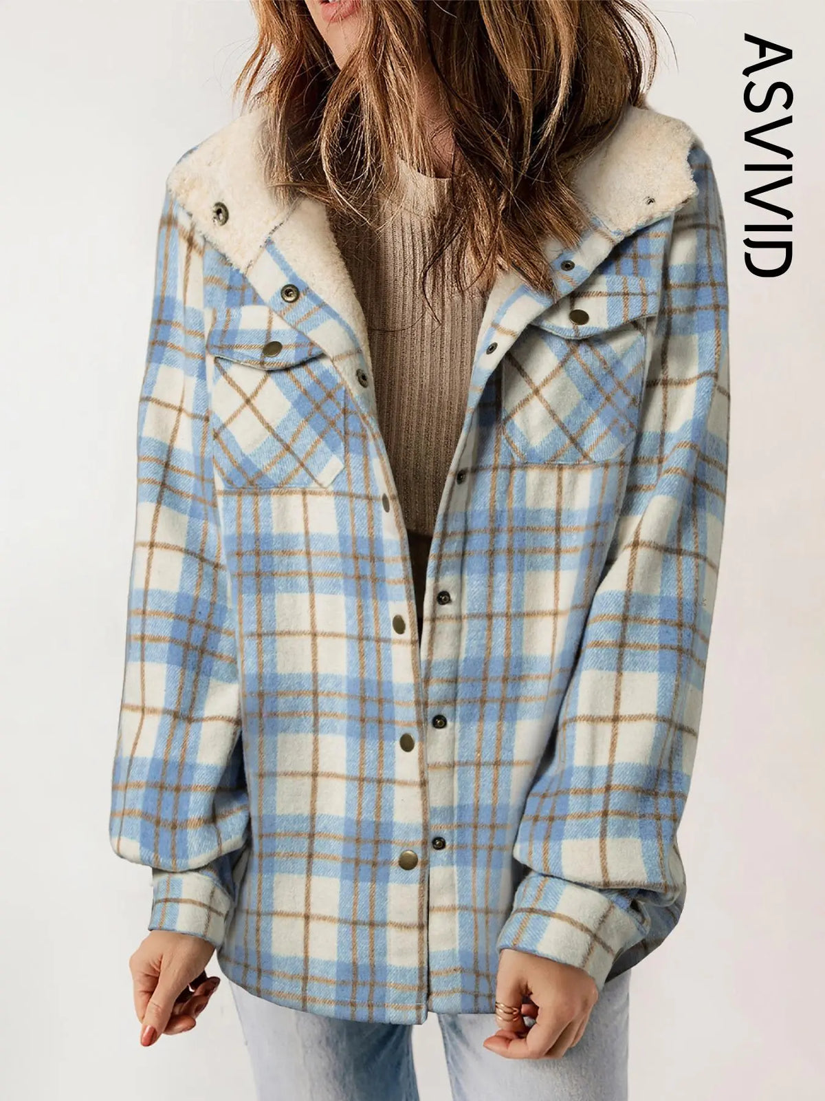 Plaid Hooded Casual Outerwear