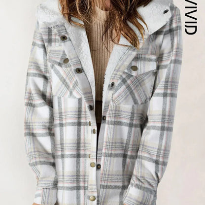 Plaid Hooded Casual Outerwear