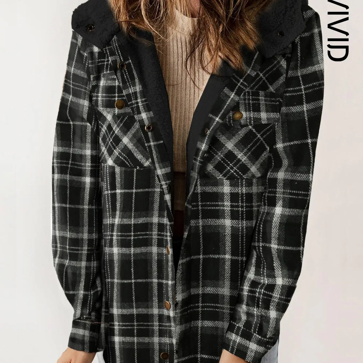 Plaid Hooded Casual Outerwear