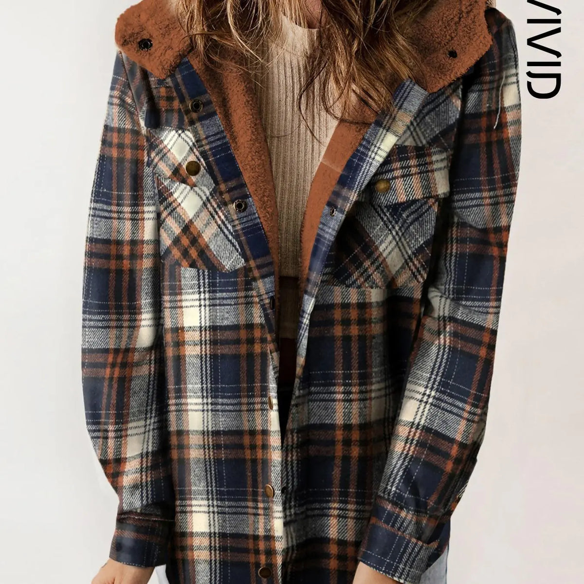 Plaid Hooded Casual Outerwear