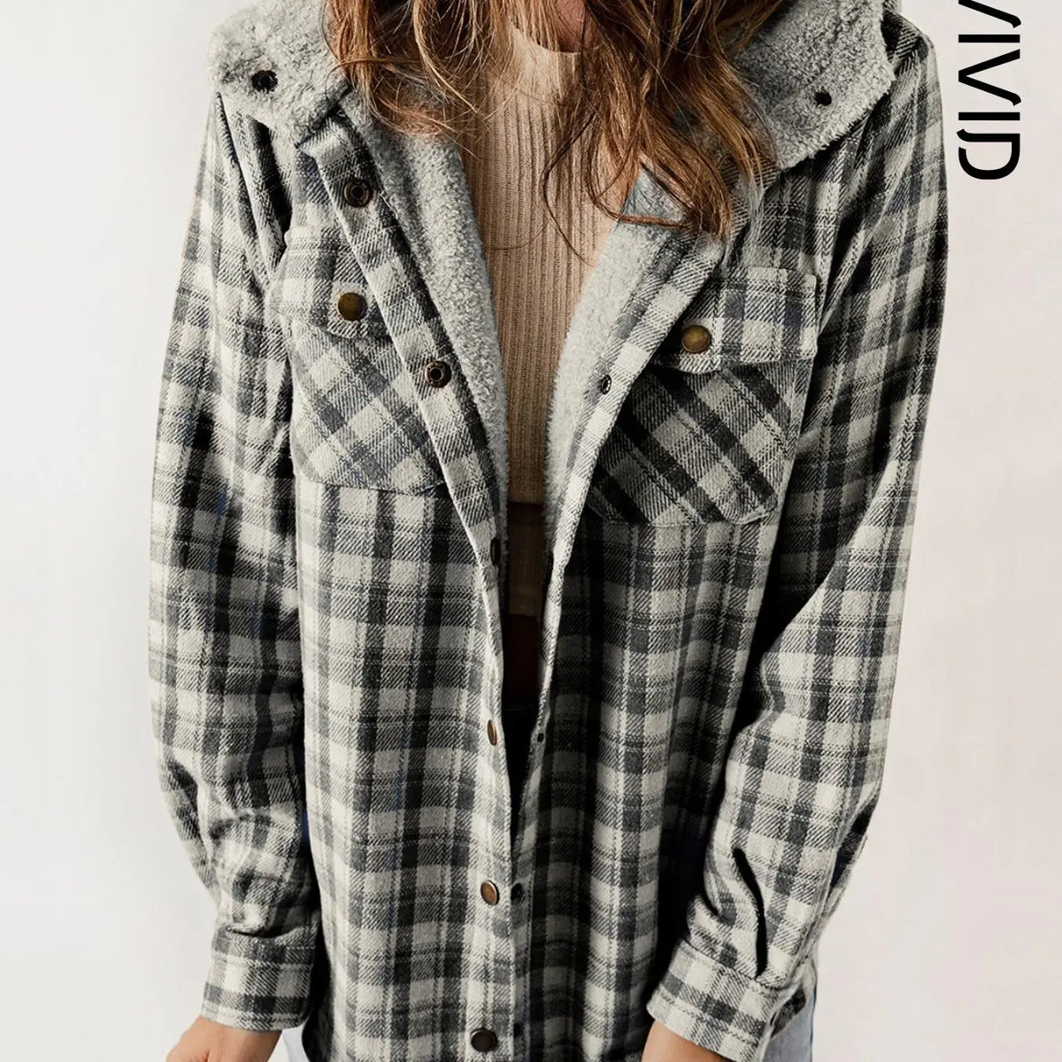 Plaid Hooded Casual Outerwear