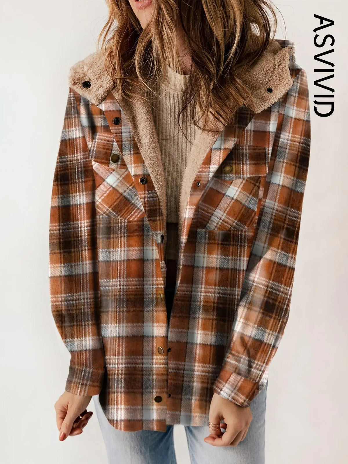 Plaid Hooded Casual Outerwear